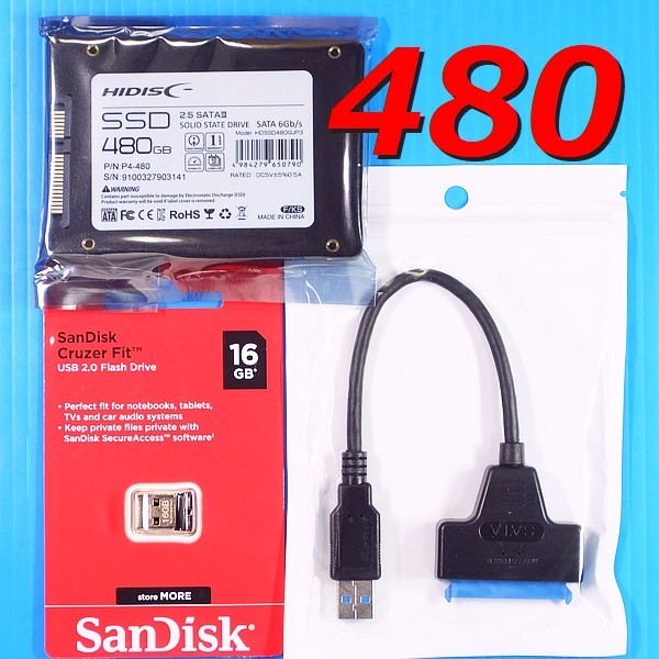 【SSD 480GB 換装キット】w/USBメモリ32GB