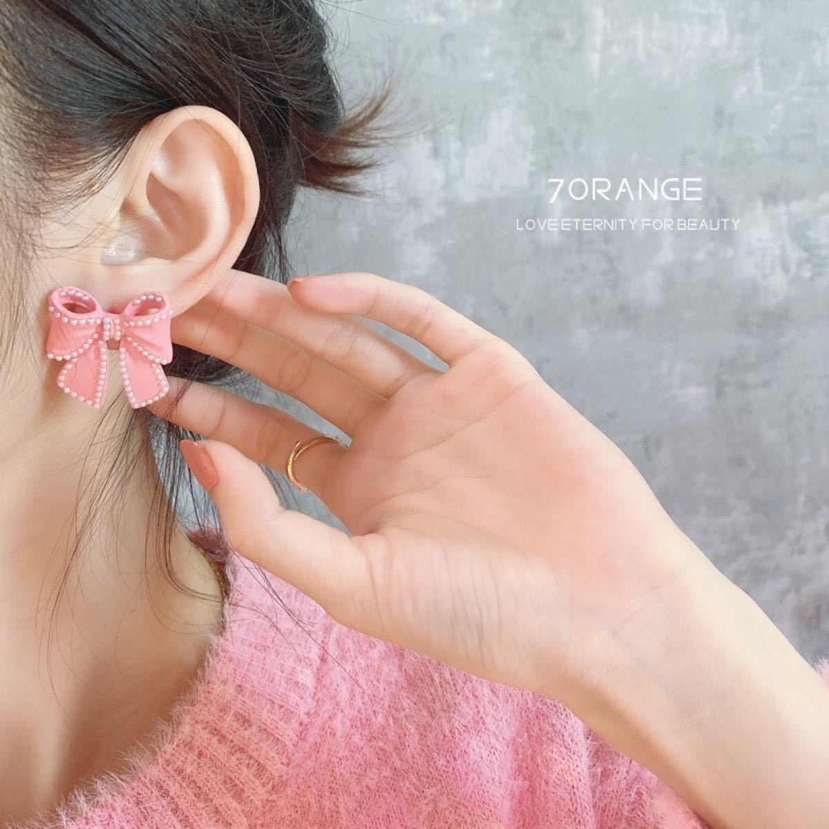 Paypayフリマ ピアス リボン ピンク 量産型 韓国 地雷 かわいい パール Paypayフリマ ピアス リボン ピンク 量産型 韓国 地雷 かわいい パール