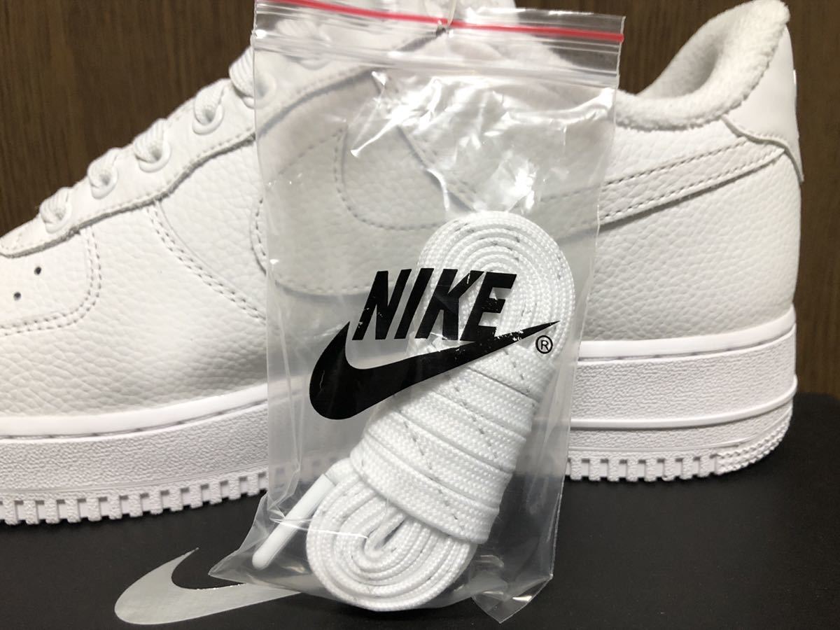 18年製 NIKE AIR FORCE 1 LO ID “SHRINK LEATHER” ナイキ エアフォース シュリンク レザー【CK1209-110】天然皮革 ホワイト WHITE 白 US9_画像8