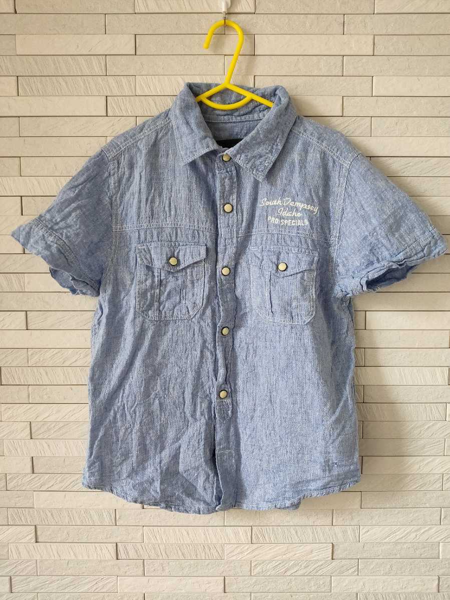 H&M キッズ 男の子 半袖 ウエスタン デニム シャツ 綿リネン 130 140