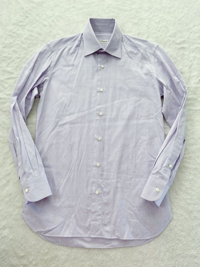 Errico Formicola size37-141/2 Italy made long sleeve shirt dress shirt pink purple men's e Rico forumikola