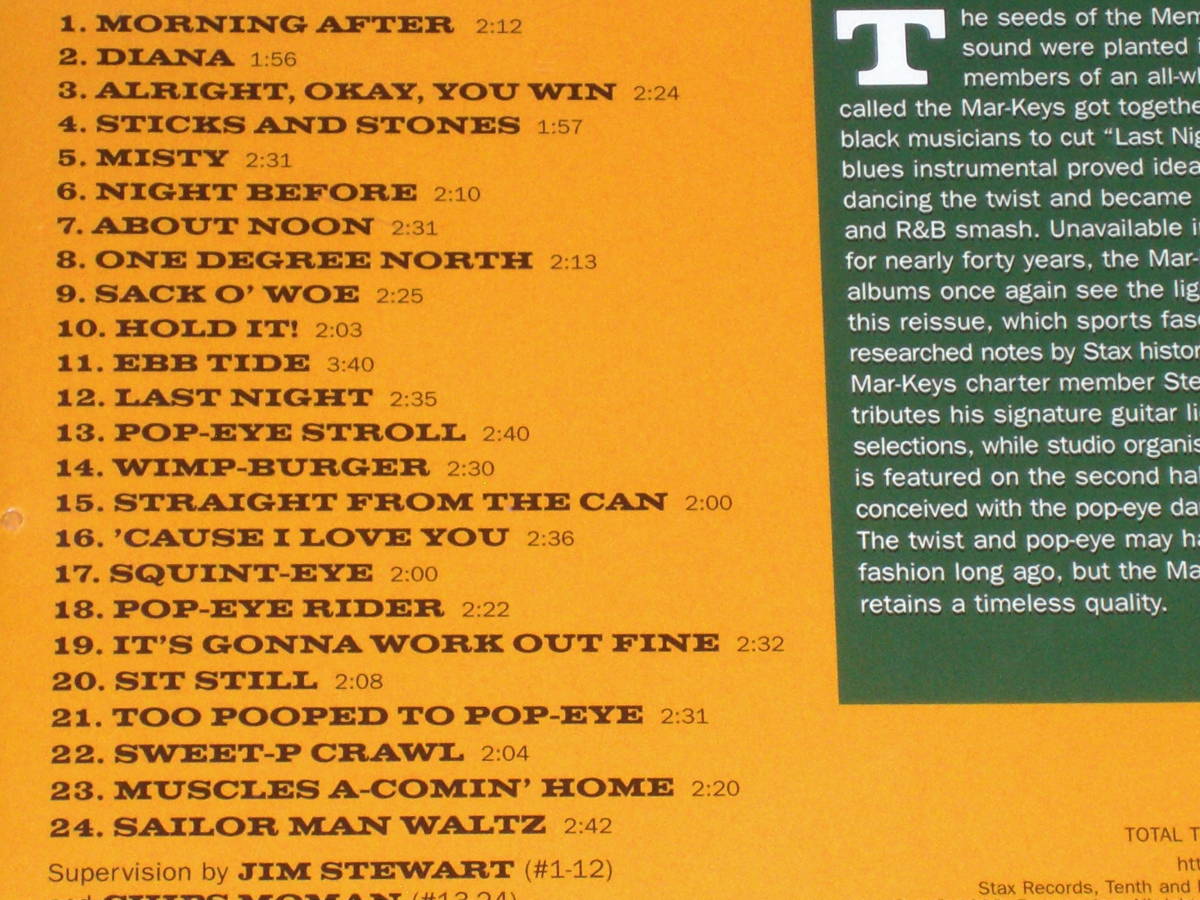 US盤CD　The Mar-Keys ： Last Night! / Do The Pop-Eye 　Remastered（Stax SCD-88041-2）H soul_画像5