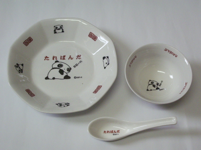  редкость * Tarepanda * китайский серии ..-. .3 позиций комплект * анис звёздчатый тарелка суп . китайская ложка * керамика производства * Showa Retro 