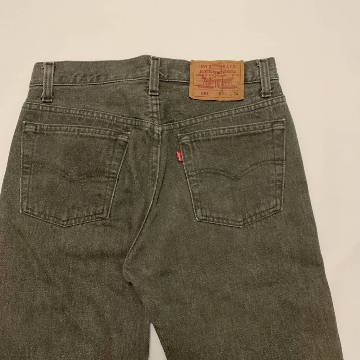 希少】90s Levi's 501 先染め グリーン デニム パンツ W28 × L34 希少】90s Levi's 501 先染め グリーン デニム パンツ W28 × L34