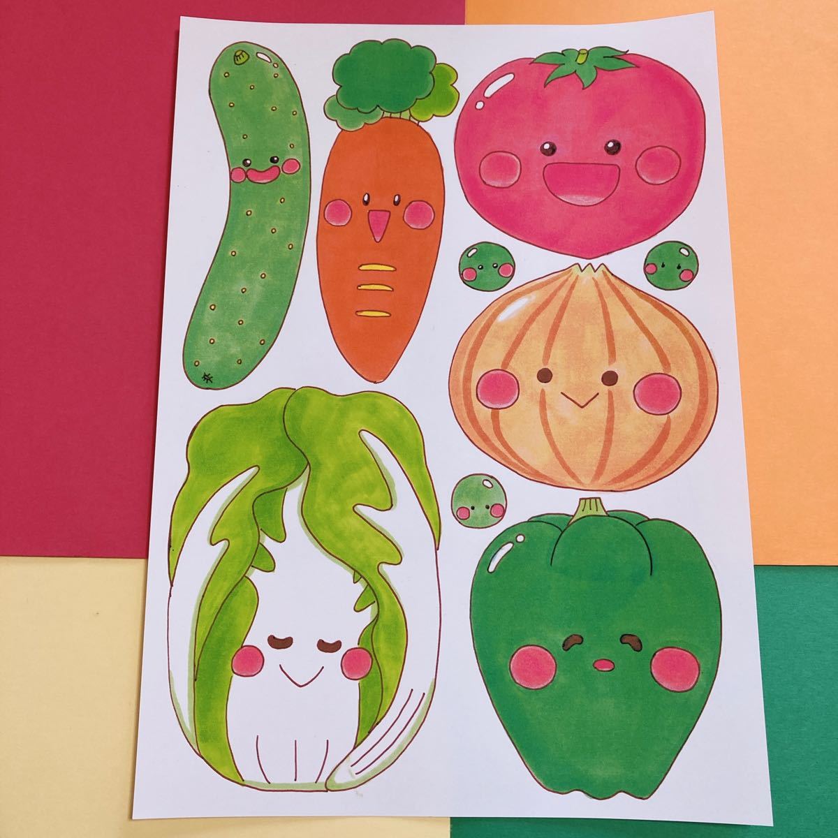 Paypayフリマ 野菜たちのイラストシート ぬりえ付き Paypayフリマ 野菜たちのイラストシート ぬりえ付き