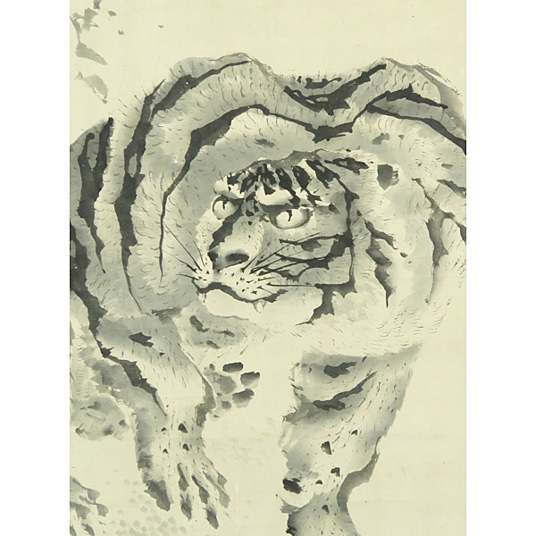 B-1197【真作】岸良 肉筆紙本 虎図 掛軸/岸派 京都 日本画 B-1197【真作】岸良 肉筆紙本 虎図 掛軸/岸派 京都 日本画