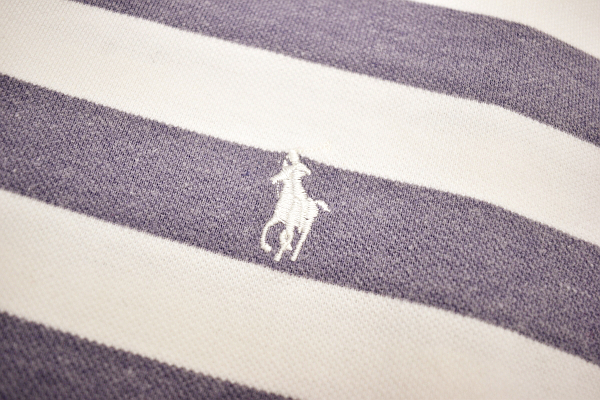 Y-1498★送料無料★Polo by Ralph Lauren ポロ ラルフローレン★レア貴重 ポニー刺繍 ボーダー 鹿の子 半袖 ポロシャツ Ｍ_画像8