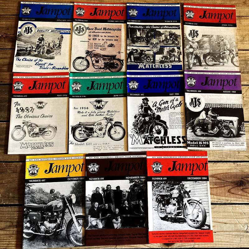【ギフ_包装】 B1357 1994年「JAM POT」 ジャムポット 11冊セット（9月は休刊)　オーナーズクラブ　会報誌　ヴィンテージ 英国車 バイク 旧車 ビンテージ 外国製バイク