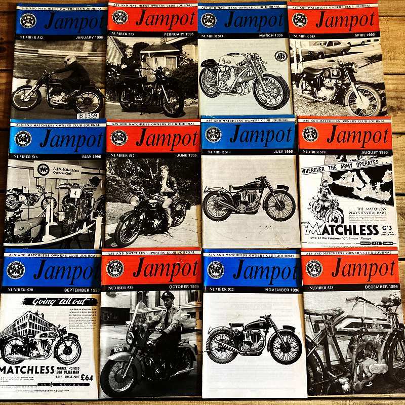 B1359 1996年「JAM POT」 ジャムポット 12冊セット オーナーズクラブ　会報誌　ヴィンテージ 英国車 バイク 旧車 ビンテージ