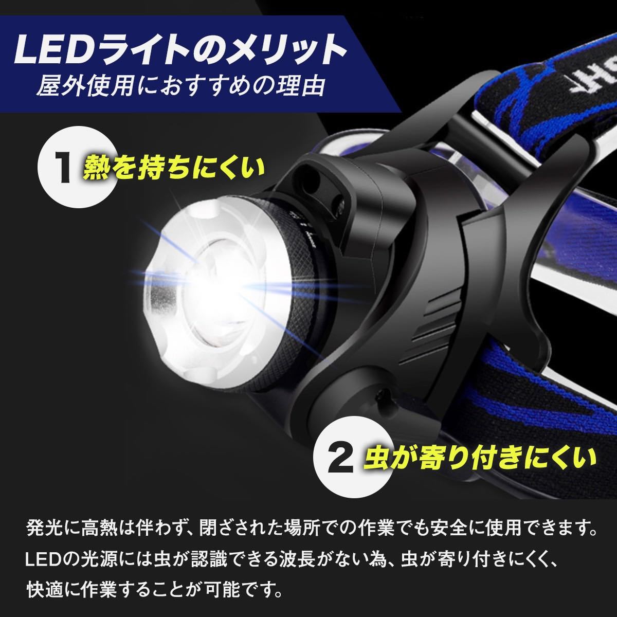 ヘッドライト 充電式  LED ヘッドランプ 釣り 登山　アウトドア　キャンプ