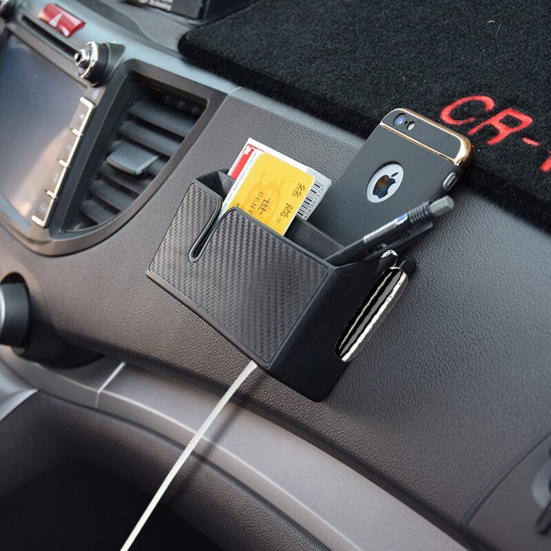 車 収納ボックス ホルダー 携帯電話 スマホ 便利 整頓 カーボンファイバー スタイリング 内装 アクセサリー_画像2