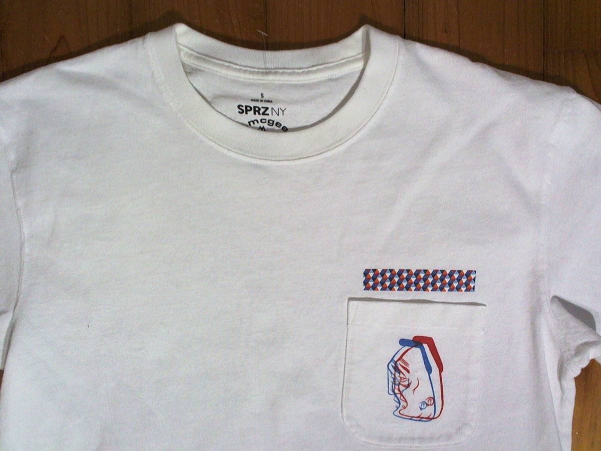 ☆バーリーマッギー×ユニクロ☆SPRZNY b.mcgee×UNIQLO☆胸ポケット付き プリント半袖Tシャツ コットンＴシャツ_画像2