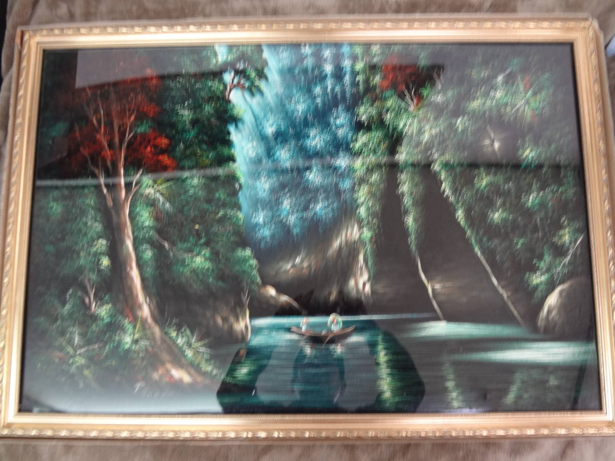 【ネット限定】 油絵　油彩画　風景画　A1 額装　約サイズ約91×61㎝　大阪　大型 自然、風景画