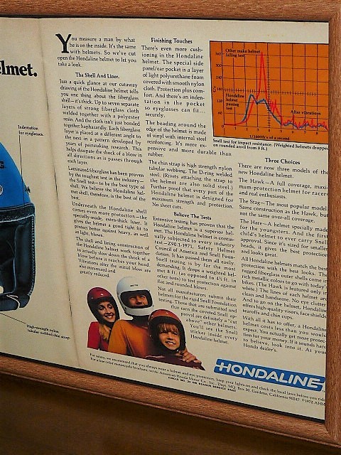 1972年 USA 洋書雑誌広告 額装品 Hondaline Helmet ホンダライン ヘルメット / HONDA ホンダ ( A3size・A3サイズ ) _画像3