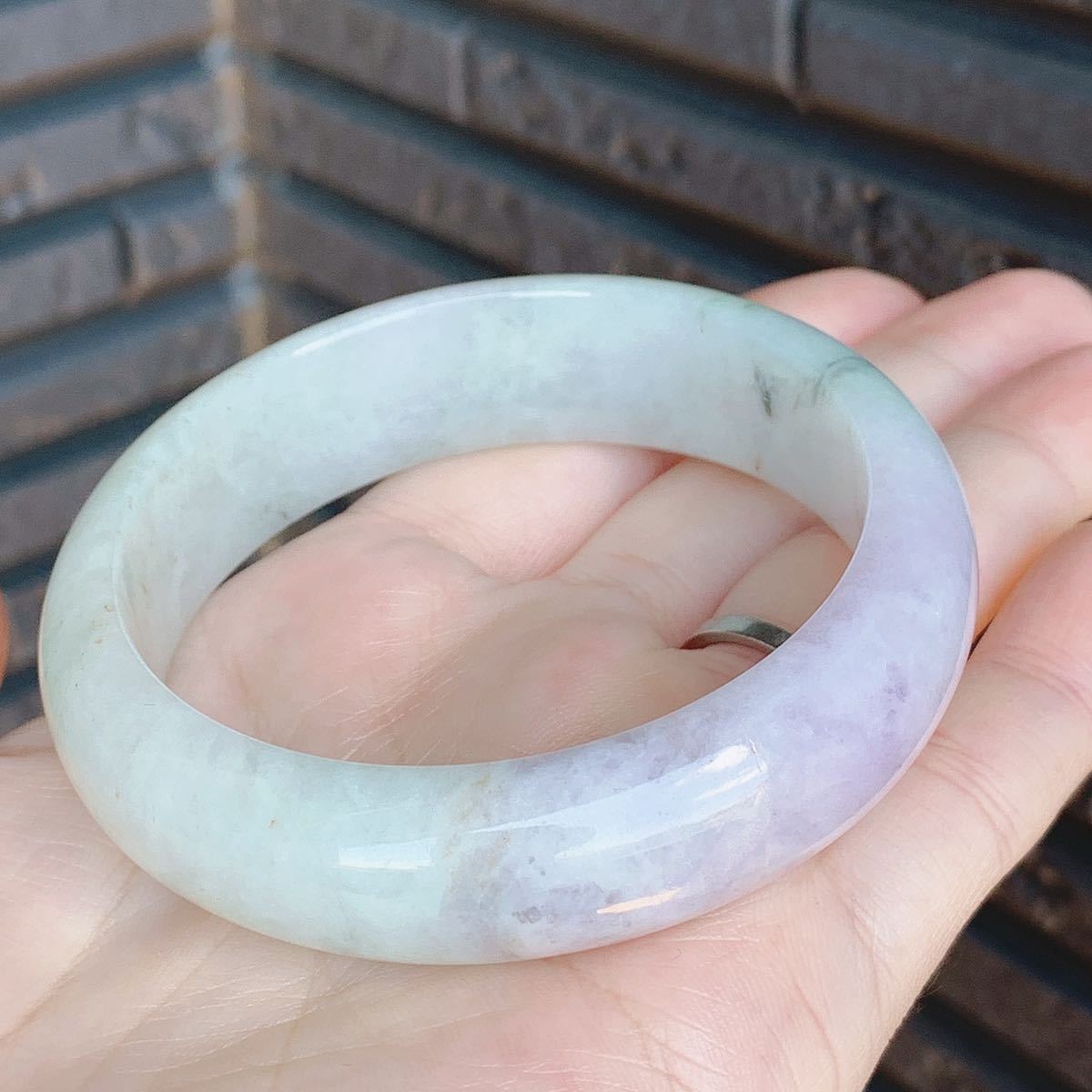 翡翠 ヒスイ腕輪 ミャンマーヒスイ バングル 内径55.3mm 春彩