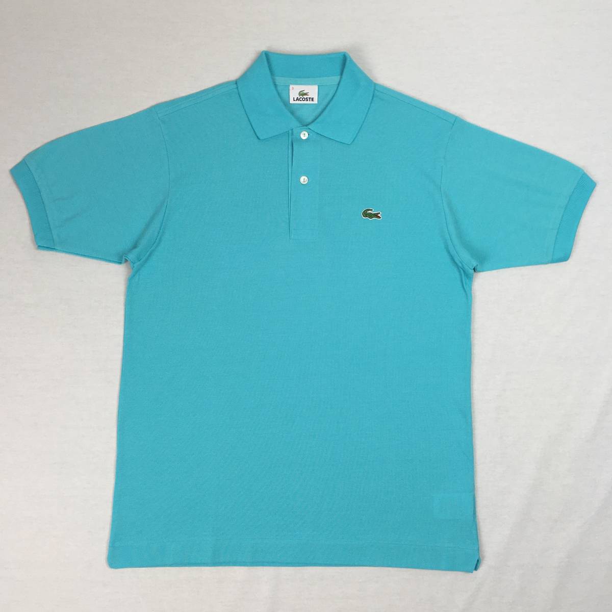 【美品】LACOSTE ラコステ ポロシャツ L1212X 鹿の子 サイズ3 水色 日本製 半袖 シャツ_画像1