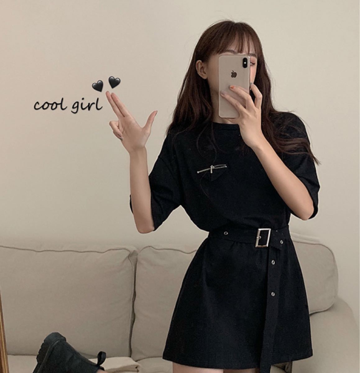 Paypayフリマ ウエストベルトtシャツミニワンピース ブラック 黒 ギャル 韓国ファッション好きに Paypayフリマ ウエストベルトtシャツミニワンピース ブラック 黒 ギャル 韓国ファッション好きに
