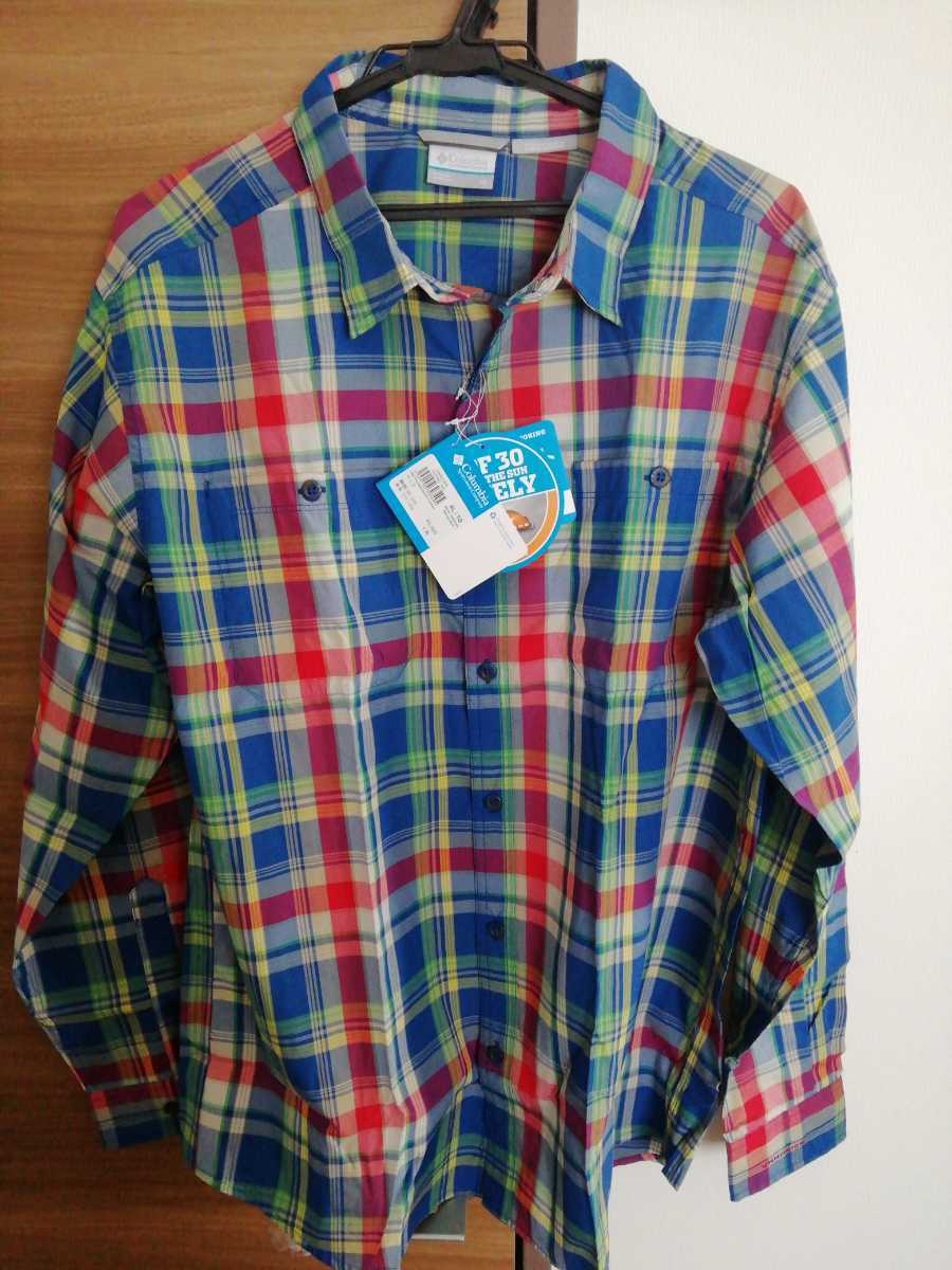 Columbia/コロンビア/チェックシャツ XLサイズ/LSシャツ/新品保管品/赤青緑黄チェック/好配色好印象