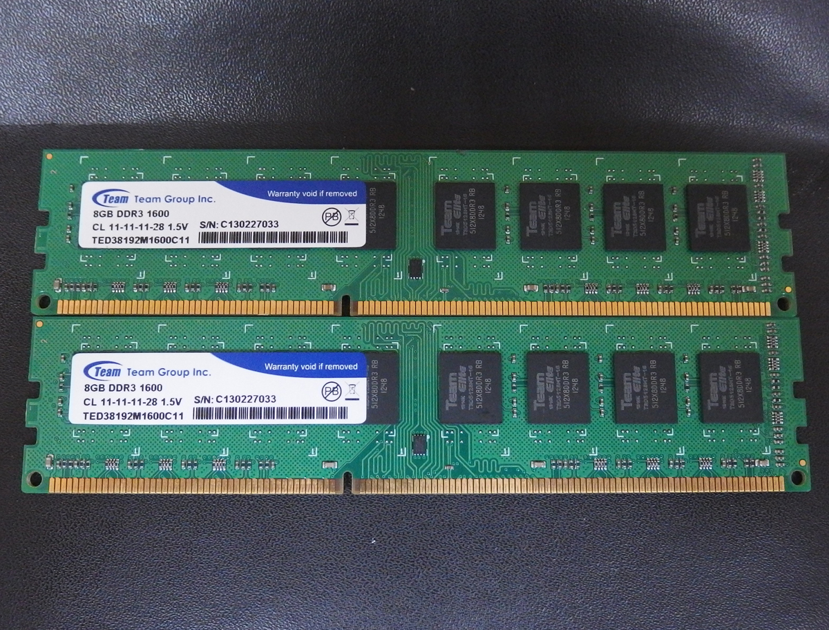 mem313 Team 8GBx2枚 16GB DDR3/PC3-12800 中古品 8GB