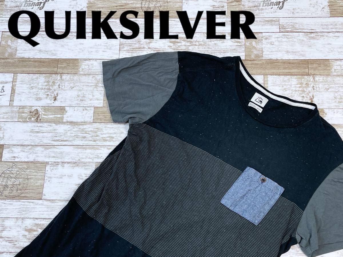 ☆送料無料☆ QUIKSILVER クイックシルバー 古着 半袖 Tシャツ メンズ M ブラック トップス 中古 即決_画像1