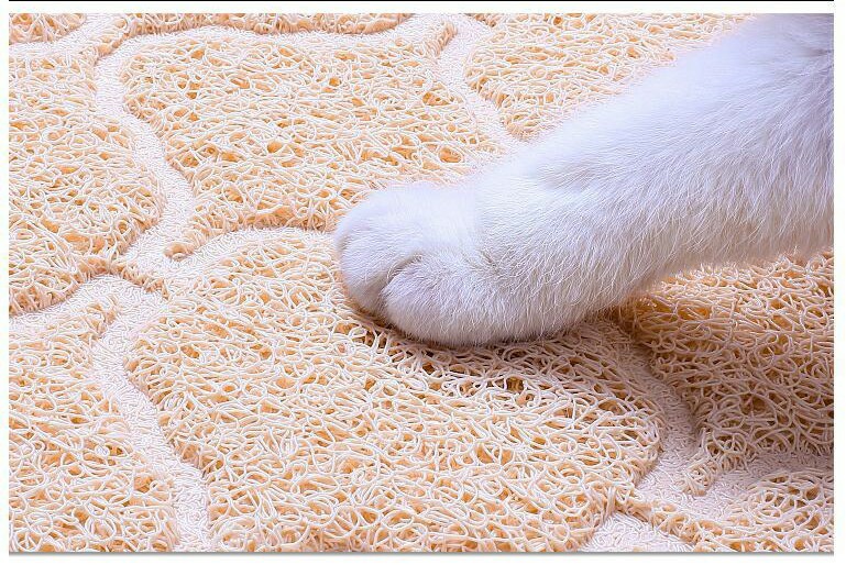 猫用トイレマット 猫砂取りマット PVC ネコ 爪とぎ具 ランチョマット 半円　グレー