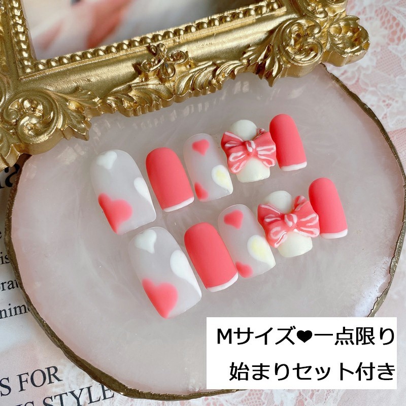 Paypayフリマ ネイルチップ Mサイズ リボンネイル ピンク かわいい ネイルセット 韓国ネイル Paypayフリマ ネイルチップ Mサイズ リボンネイル ピンク かわいい ネイルセット 韓国ネイル