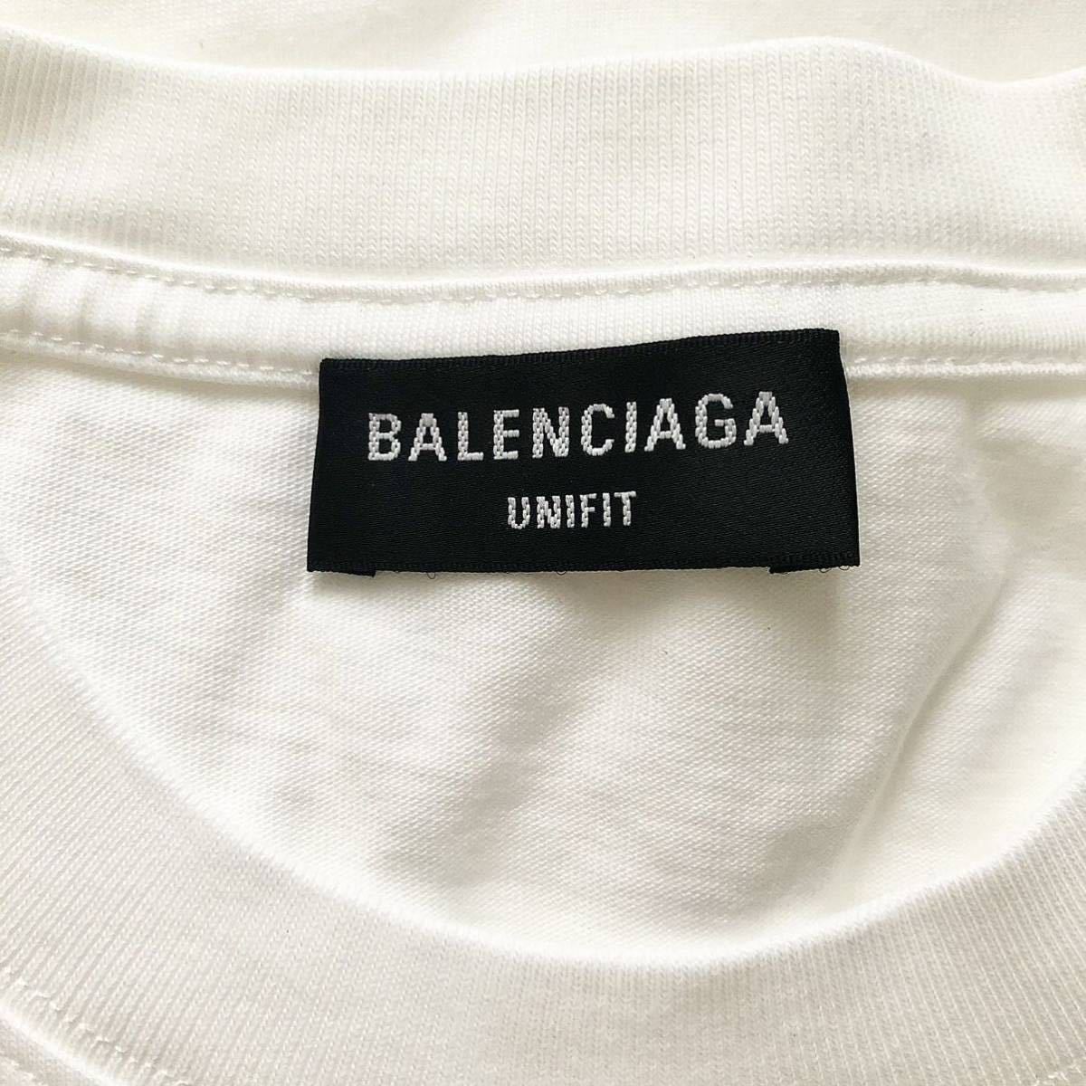 【21SS】【未使用品】BALENCIAGA バレンシアガ GITD LION'S LAUREL BOXY Tシャツ【sizeS】蓄光プリント 光る 白 正規品 651795-TKV71-9140