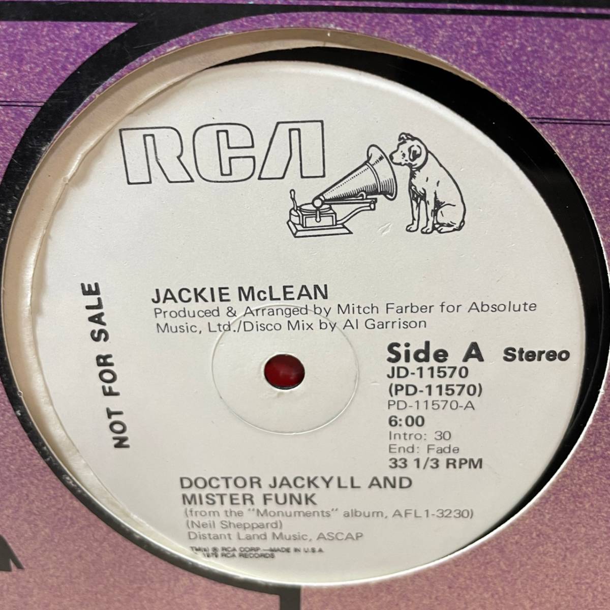 JACKIE MCLEAN / DOCTOR JACKYLL AND MISTER FUNK / US PROMO 12インチの画像2