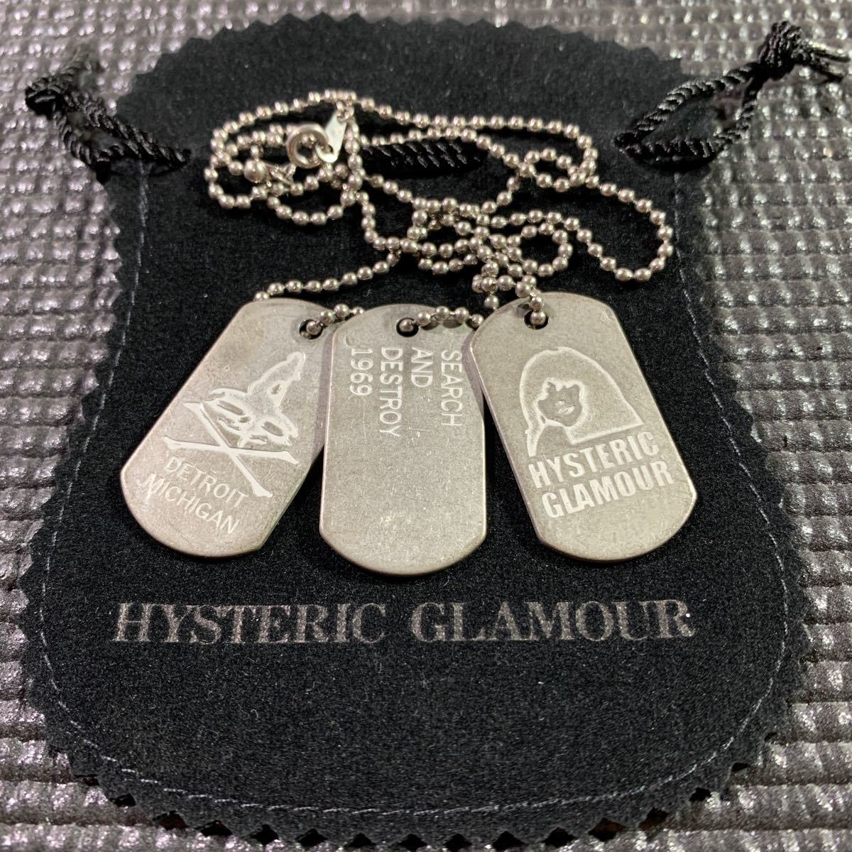 ★HYSTERIC GLAMOUR★ヒス 3連ドックタグネックレス(専用袋付き)