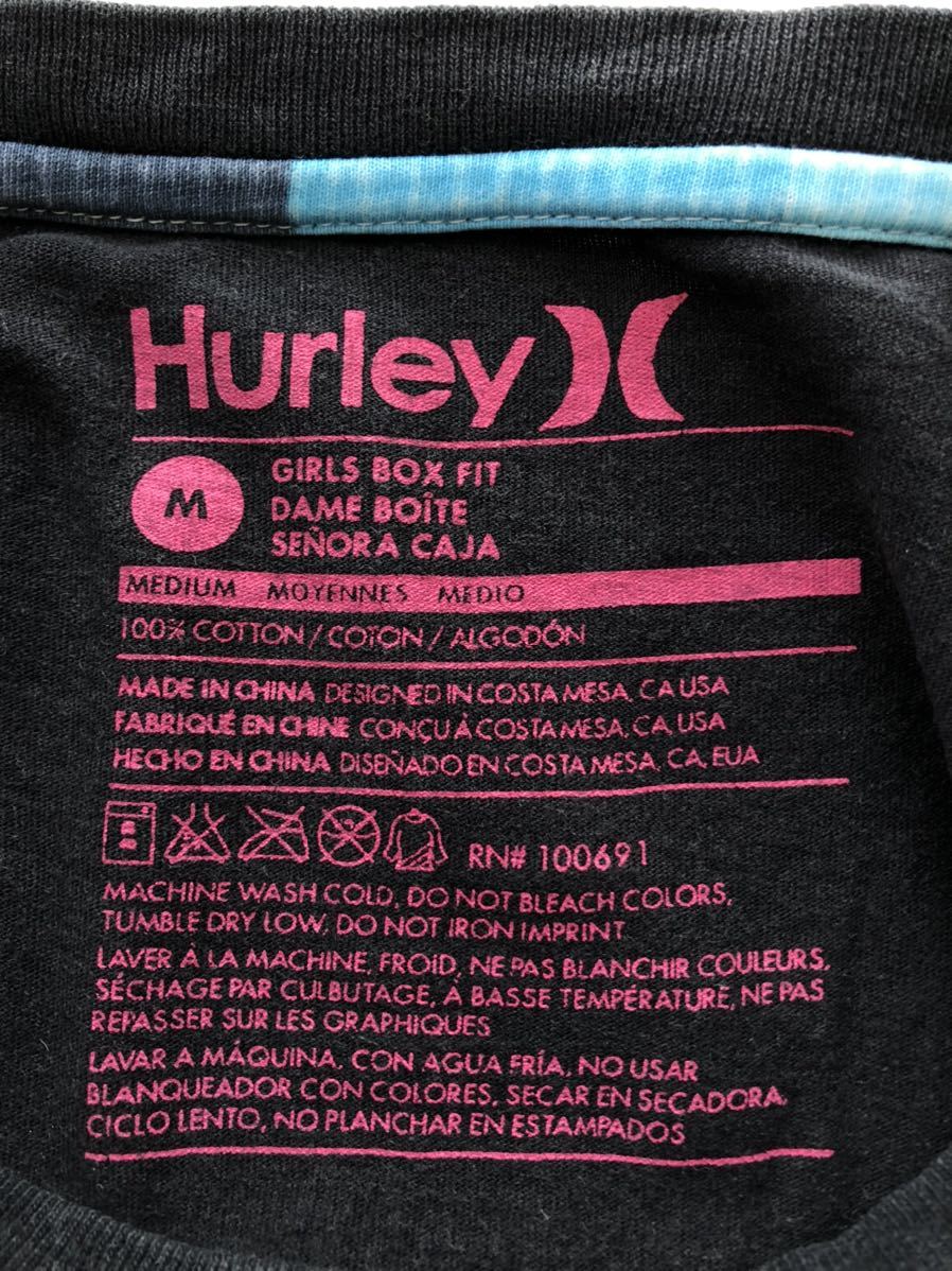  Harley big Logo te Caro go T-shirt Surf Street ske-ta-Hurley lady's M size black short sleeves S/S sphere 4139