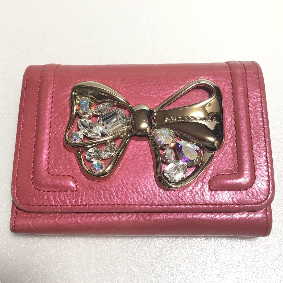 ANTEPRIMA アンテプリマ 大きい割引 折財布 即納送料無料 リボン装飾 ピンク