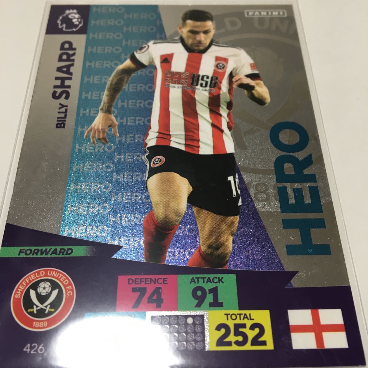 ★2020-21 panini ADRENALYN XL premier league ビリー・シャープ　シェフィールド　HERO★即決_画像1