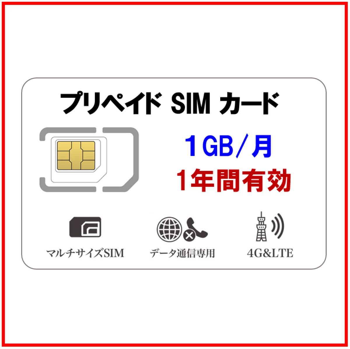 Docomo回線 プリペイドsim 1GB/月1年間有効 データ通信simカード｜PayPayフリマ