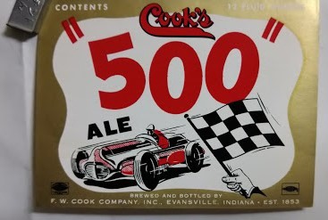  beer label *Evansville, IN - Cook\'s Ale &#34;500&#34; *Indiana*est 1853