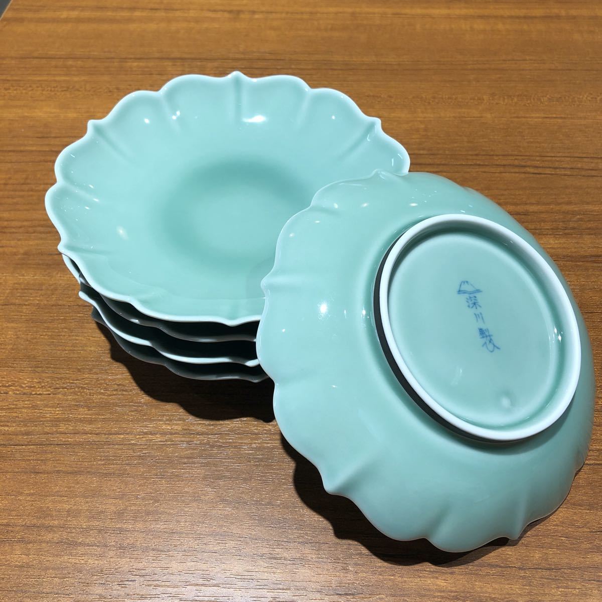 〈送料無料〉深川製磁 青磁 笹青磁 和皿 16cm 取皿 皿 銘々皿 盛り鉢 小皿 深川製 深川