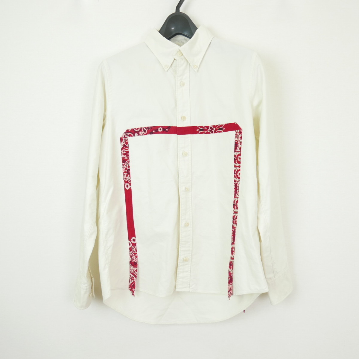 18SS visvim V＋V 5-NATION SHIRT L/S(GIZA OX) 長袖 ペイズリー バンダナ柄 テープ オックスフォード ボタンダウンシャツ IVORY/RED 1