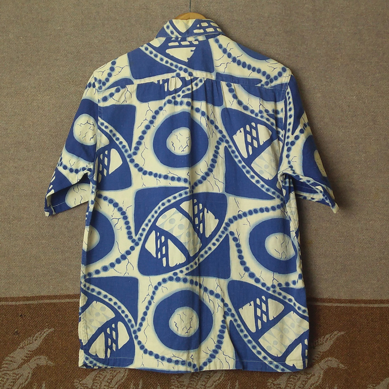  thick cotton [Van Heusen]40s A PACIFIC FABRIC Print Cotton Shirt/ 40 period shirt aro is open color Vintage rockabilly 50s