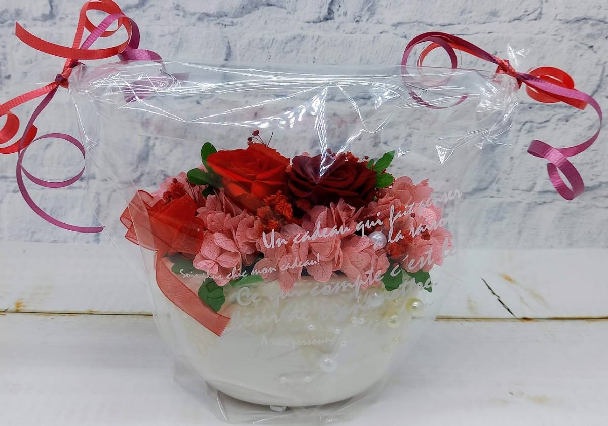 * new work! preserved flower race oval ceramics pot rose red birthday festival birth festival new building festival opening festival Mother's Day gift . recommendation *