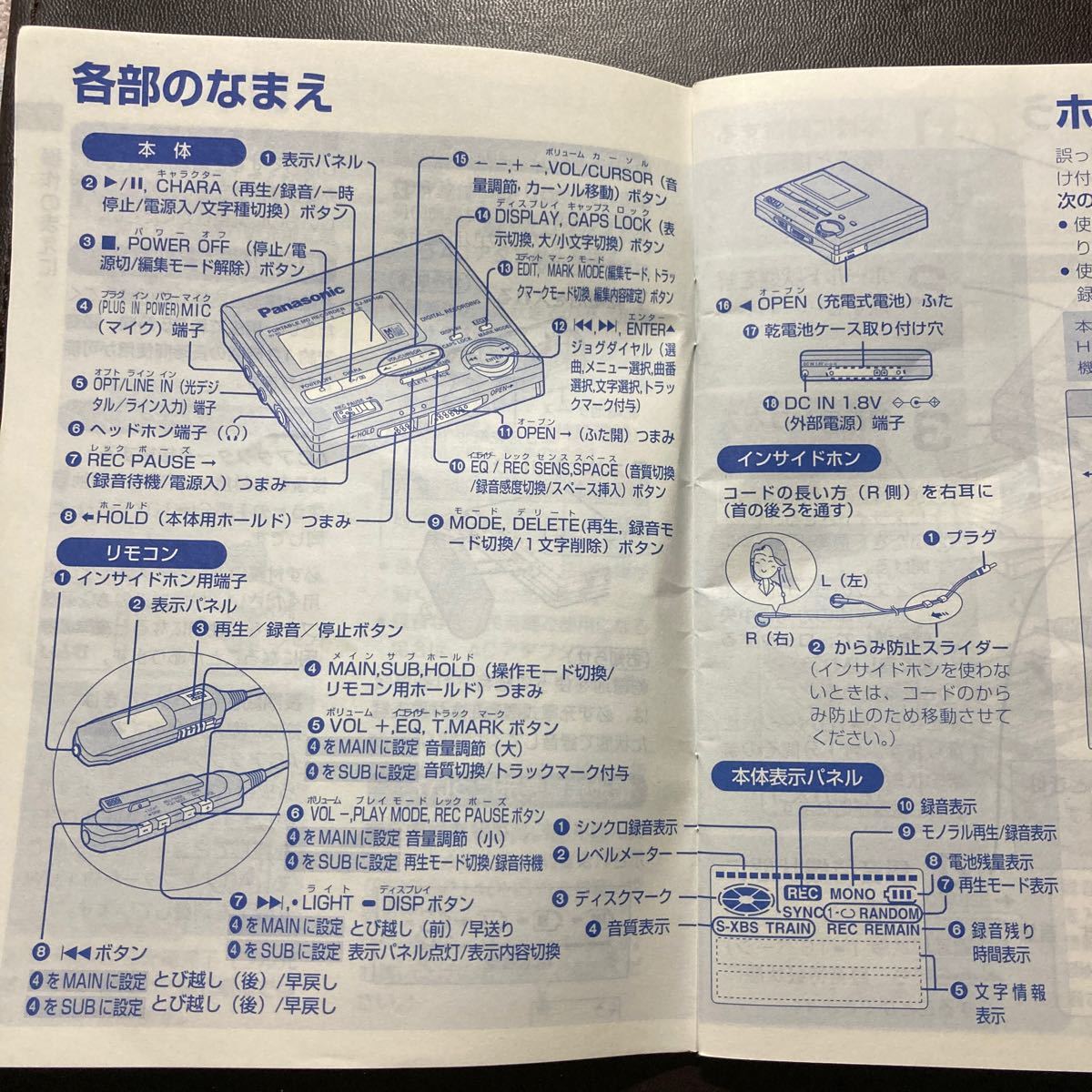 Panasonic パナソニック ポータブルMDレコーダー SJ-MR100 Panasonic パナソニック ポータブルMDレコーダー SJ-MR100
