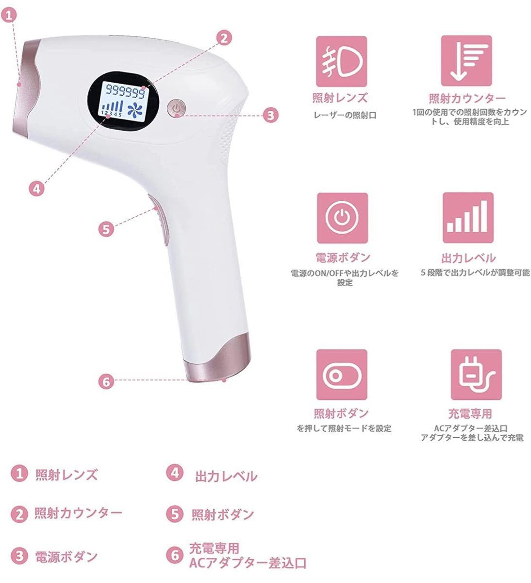 脱毛器 レーザー ipl光脱毛器 家庭用脱毛器 永久脱毛器レディース５段階調節 全身脱毛 光脱毛器 