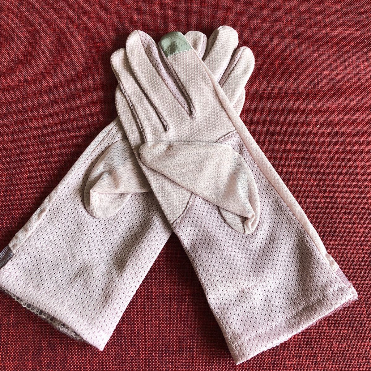 UVカット手袋 2枚 黒、グレージュ 小花、レース、リボン スマホ対応