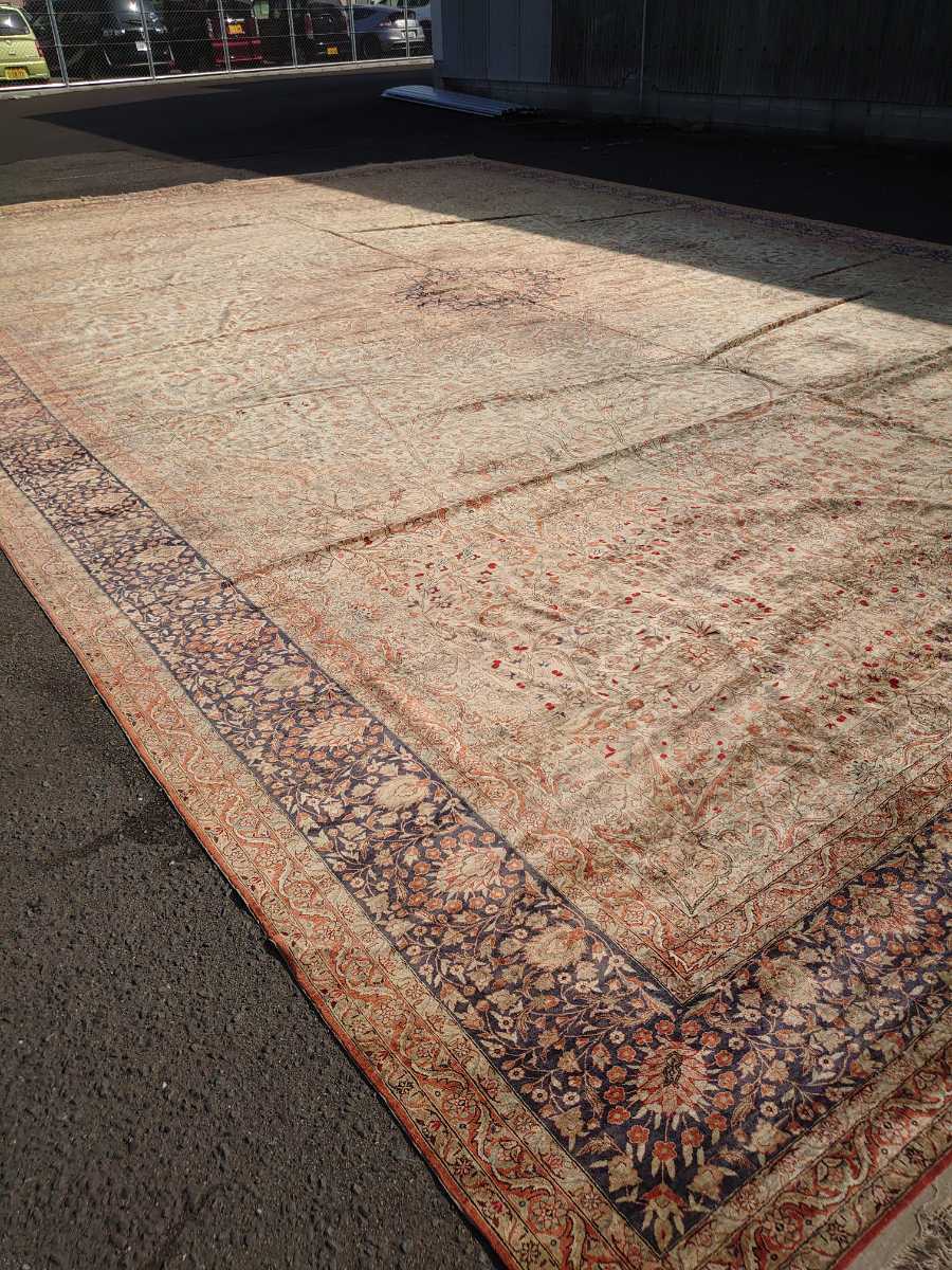 【日本製】 ペルシャ絨毯 ビンテージ　シルク特注大判　約5m×8m　値下げ交渉可 カーペット一般
