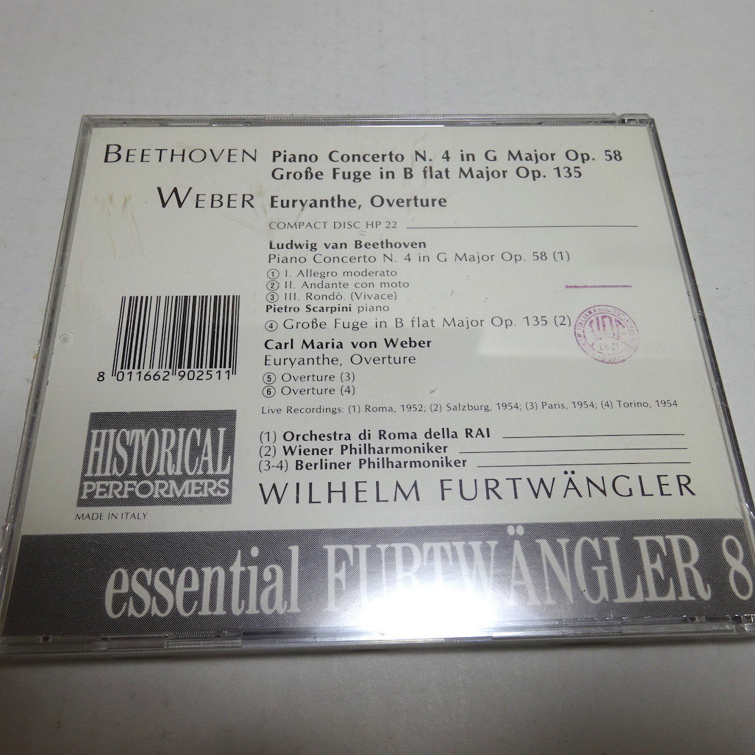 未開封/輸入盤「ベートーヴェン：ピアノ協奏曲第4番(1952) 他」フルトヴェングラー/スカルピーニ/RAI_画像2