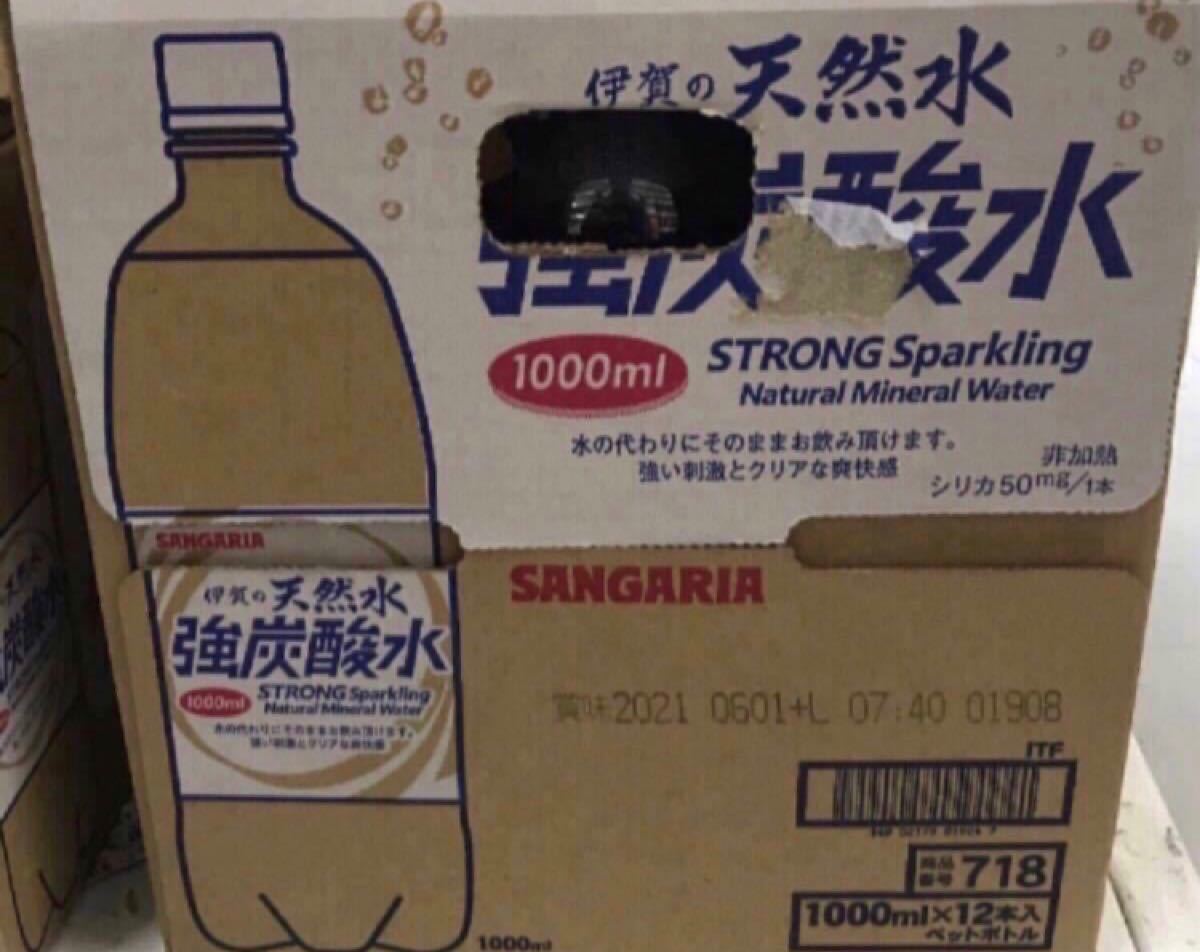 サンガリア 伊賀の天然水 強炭酸水 1Lペットボトル×12本