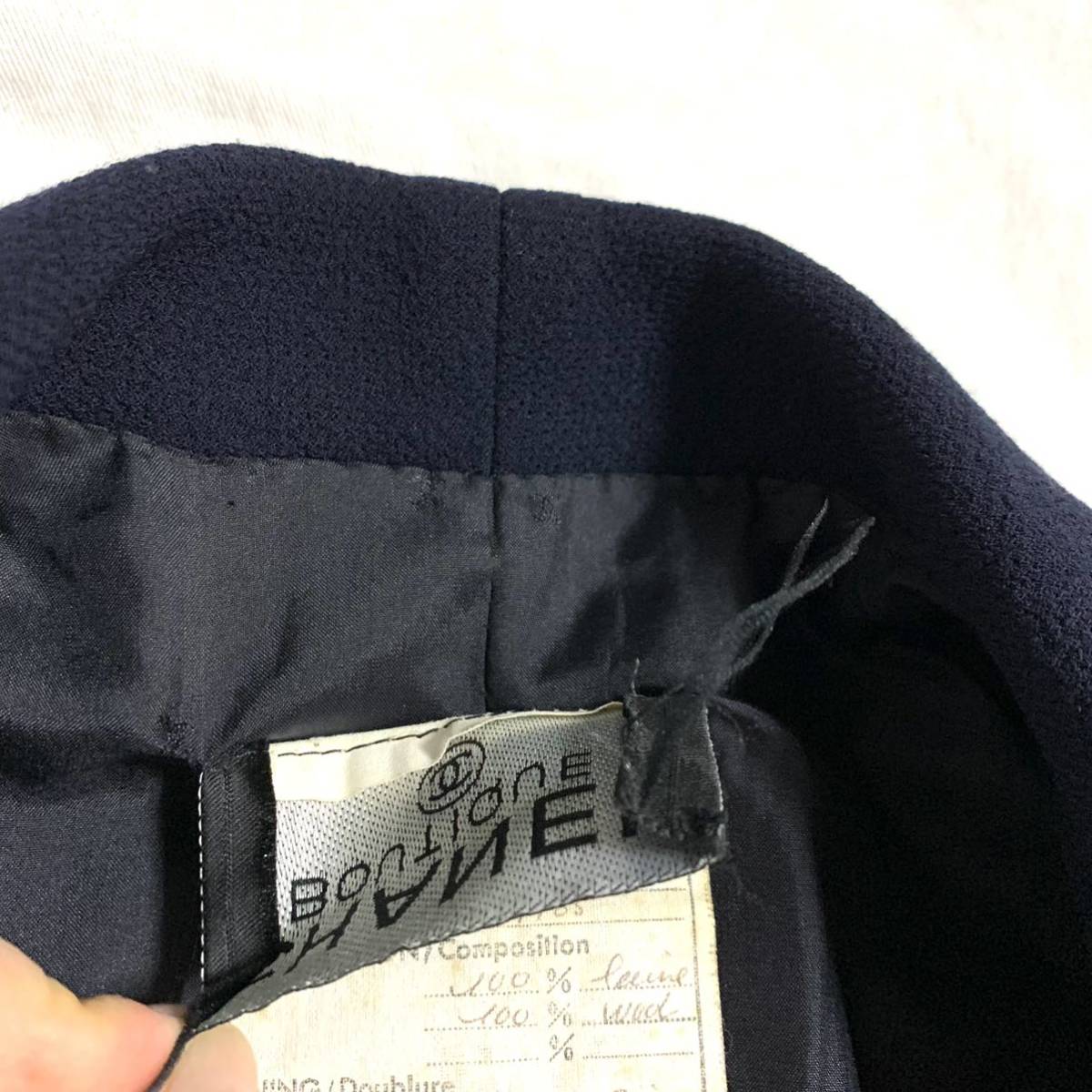 高級 CHANEL シャネル ヴィンテージ 手書きタグ ウール シルク 高級 CHANEL シャネル ヴィンテージ 手書きタグ ウール シルク