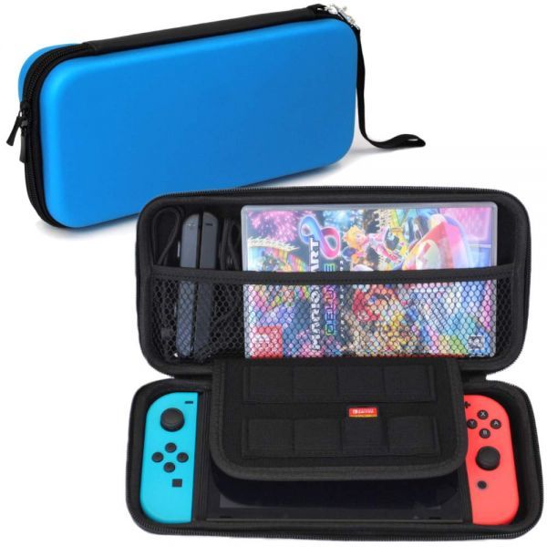 【 1円 】Nintendo Switch ケース ブルー 青 スイッチ ケース 任天堂 スイッチ 収納 保護 大容量 ケース バッグ EVA素材 耐衝撃_画像1