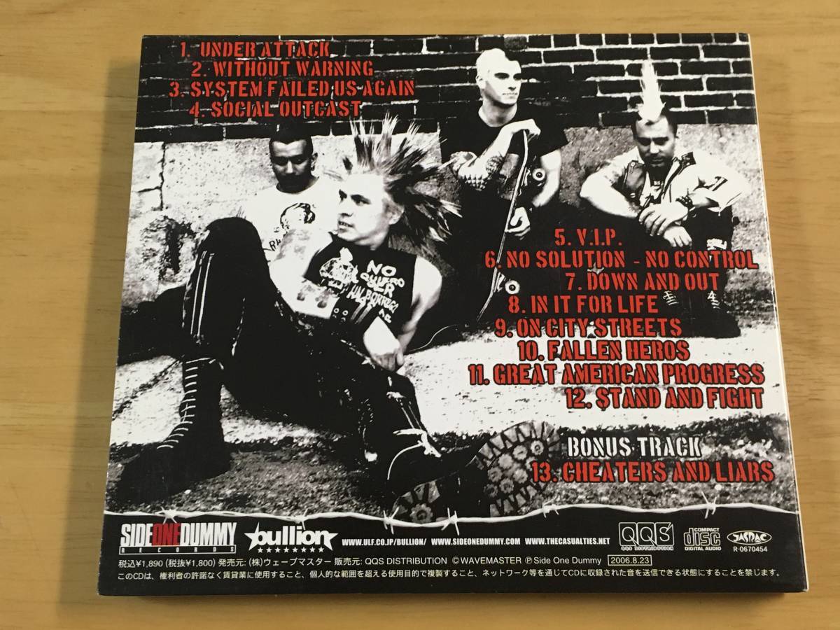 The Casualties Under Attack 日本盤CD 検:カジュアリティーズ 2006 Pogo Oi Street Punk Unseen Anti-Flag Defiance Virus Exploited GBH _画像2
