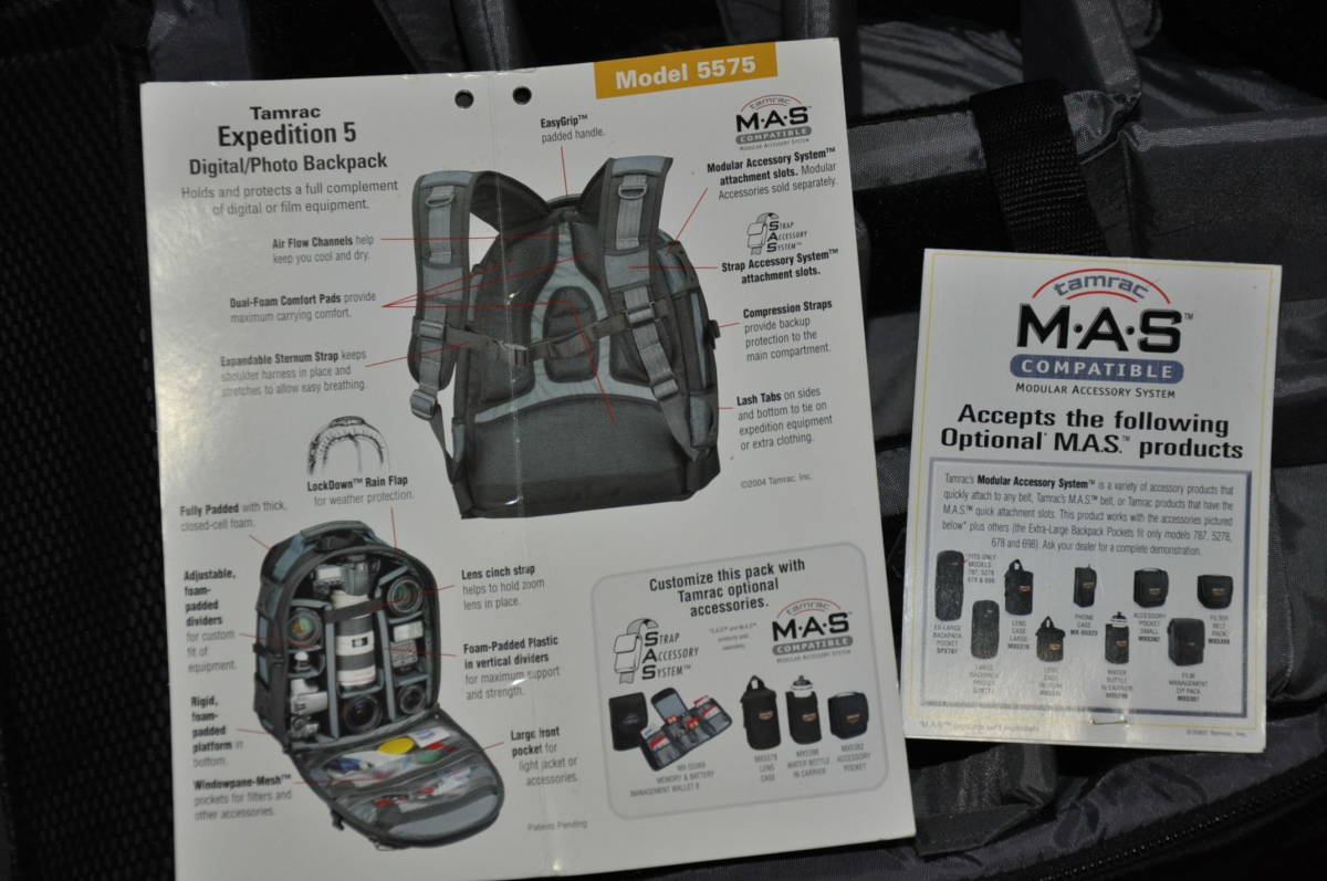 ◎tamrac 5575 カメラ精密機器運搬 カメラリュック 解説タグ付き ◎tamrac 5575 カメラ精密機器運搬 カメラリュック 解説タグ付き