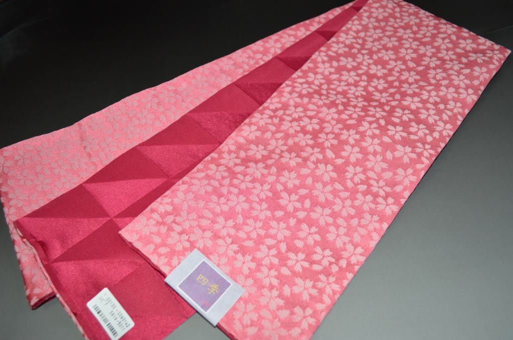 ☆半幅帯 高級日本製◇さくら桜の麗し帯☆桃色 個性派大正ロマン 新品