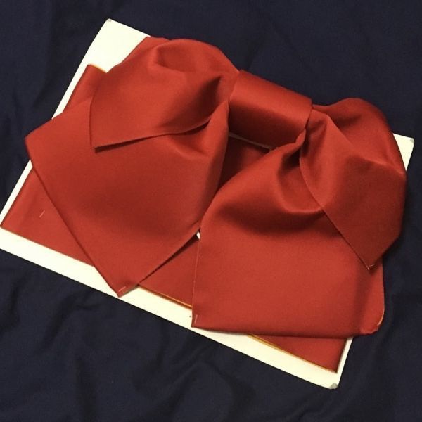 ★簡単着付け　作り帯★シンプルな赤　キュート浴衣帯★大正ロマン　新品未使用　呉服店購入